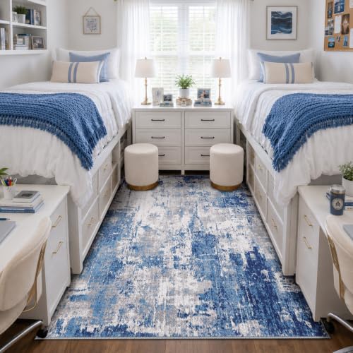 RELEANY Washable 4'x6' Abstract Area Rug for Living Room Blue Gray