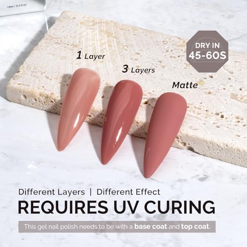 Image of MelodySusie 0.5fl oz Red Brown Gel Nail Polish, Nails Soak Off UV LED Cinnamon Red Gel Polish Gift for Women Nail Art Manicure Salon DIY Nail Design Decoration at Home-A2617