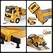 Pupu Pig Kids Toys for 3 4 5 6 7 Years Old Boys, Die-cast Construction Toys Set w/Semi Truck, Excavator, Bulldozer, Alloy Engineering Construction Vehicles Truck Toys w/Lights & Sounds, Model Cars