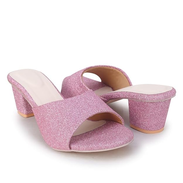 Image of Women's Block Heel Sandals - Open Toe Slip-On Dress Heels for Wedding & Party, Cushioned Comfort Insole, Stylish Synthetic Leather