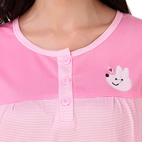 Image of Miley Premium Night Suit Set for Women with Top & Pyjama Set, Night Suits for Women Stylish, Cute Cotton Beauty Sleep Printed Sleep Wear with Small Bunny Pockets.