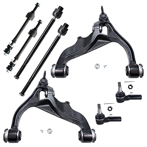Image of Detroit Axle - 4WD Front End Suspension Kit for 2006-2012 Dodge Ram 1500, Lower Control Arms Outer Inner Tie Rod Ends Sway Bar Links 2007 2008 2009 2010 2011 Replacement - 8pc Set