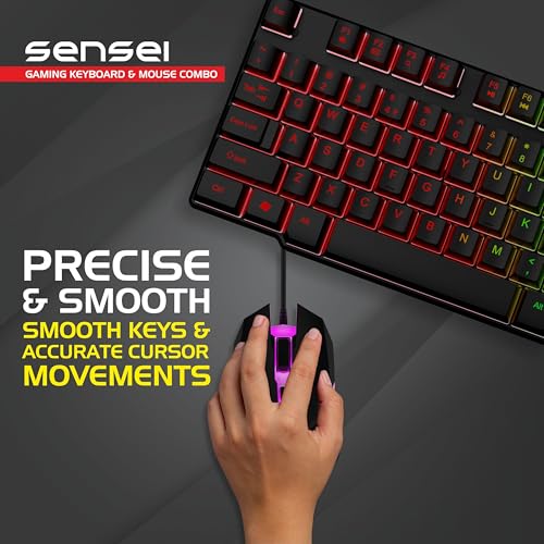 Image of ZEBION Sensei Wired Gaming Keyboard Mouse Combo with RGB Lights, The Backlit Keys are Bright and Sharp, Adjustable DPI with Color Changing RGB Light, Durable Body, 1 Year Warranty