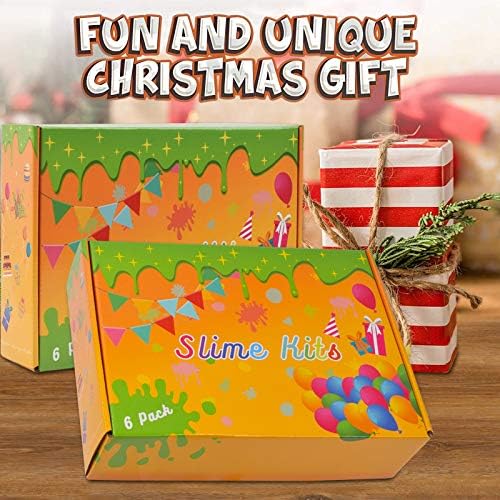 6 Pack Butter Slime Kit with Blue Stitch, Elephant, Unicorn, Candy, Dragon Fruit and Coffee Charms, Scented DIY Slime Supplies for Girls and Boys, Stress Relief Toy for Kids Education, Party and Gift