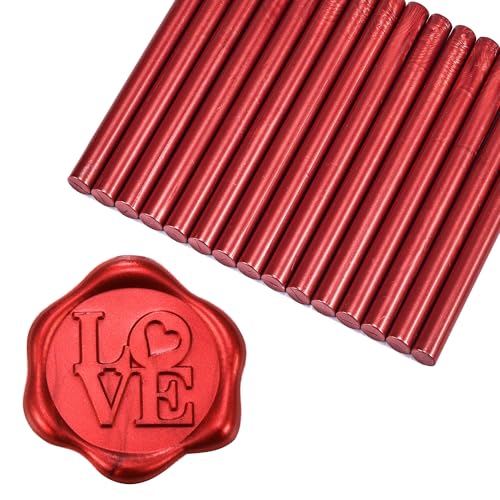 Yoption 15Pcs Metallic Red Glue Gun Sealing Wax Sticks for Wax Seal Stamp
