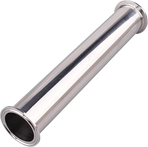 Miniatura 6 de Tubo de carrete sanitario con extremos de abrazadera, tubo redondo sin costuras de acero inoxidable 304 de 12 pulgadas de longitud con brida