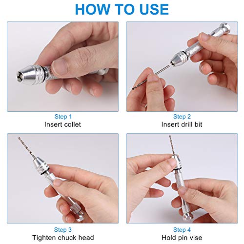 image for FunPa 11Pieces Pin Vise Hand Drills Bits Set Micro Mini Twist Drill Bi