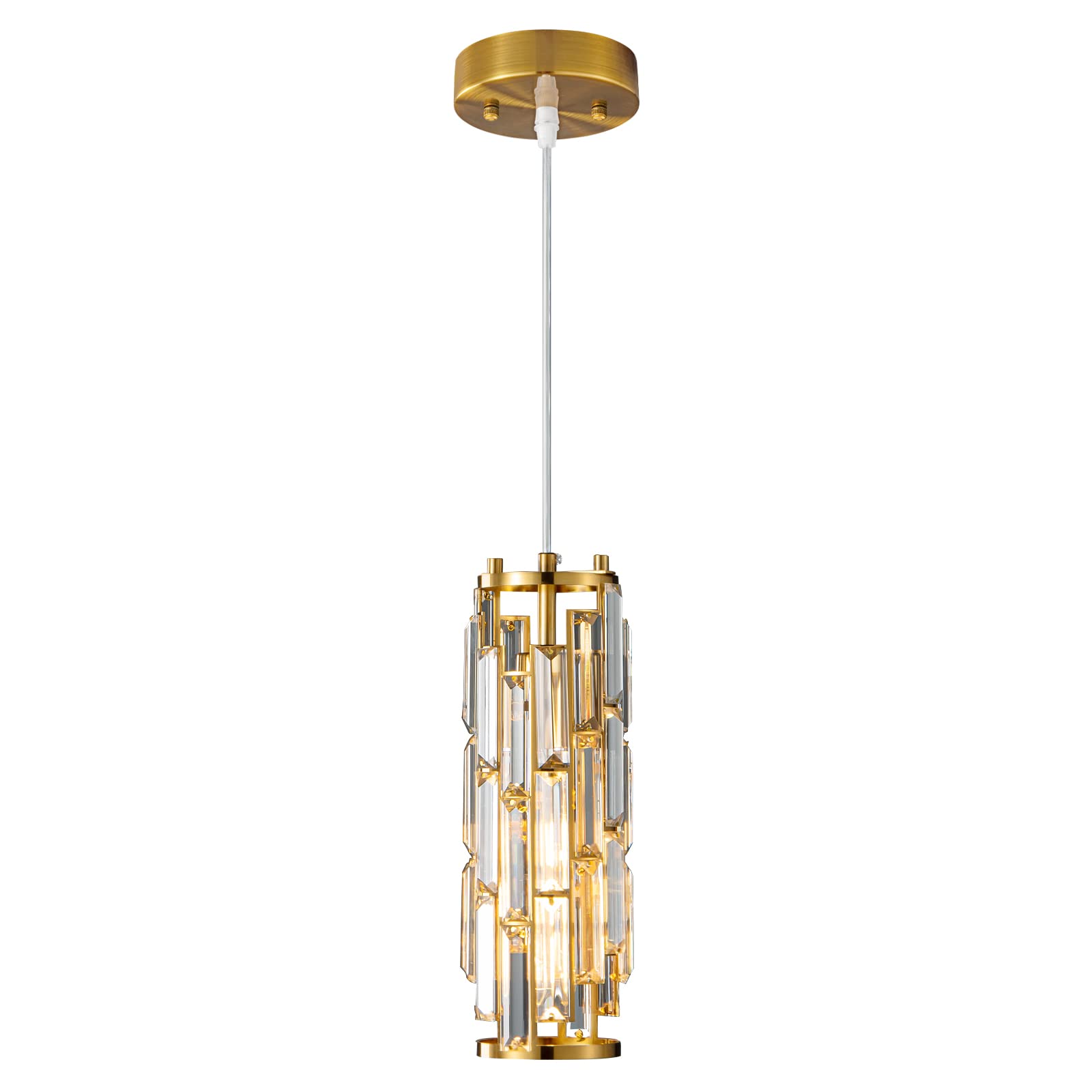 Photo 1 of LMQNINE Pendant Lighting Modern Pendant Light, Mini Crystal Chandeliers,Adjustable Pendant Light Fixture for Kitchen Island Dinning Room Bedroom (Gold, 1-Light)