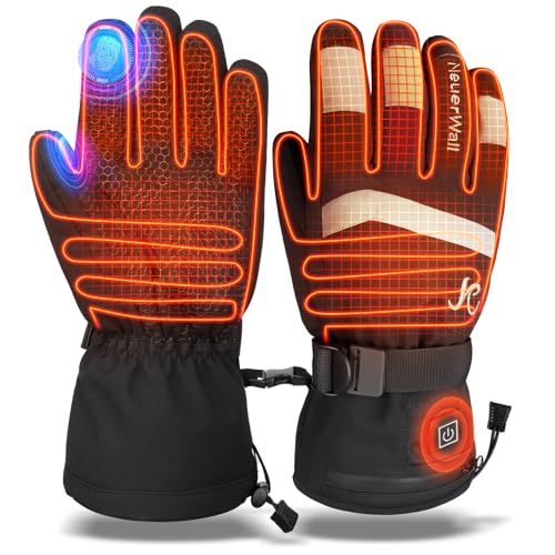 電熱グローブ バイク用 3段階温度調節 指先まで暖かい タッチパネル対応...