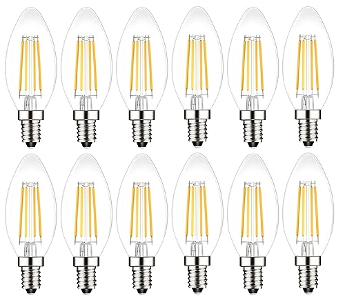 PureShine E14 Led SES Candle Light Bulb Dimmable,Small Screw,4W Equivalent 40W, Warm White 2700K,400Lm,Pack of 12