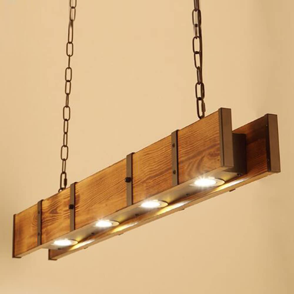 Lámpara Colgante De Madera Rústica Luz Colgante LED Mesa De Comedor Lámparas Colgantes Retro Altura Ajustable Luz De Techo Industrial Vintage Oficina Cafe Bar Iluminación De Loft Creativo Araña