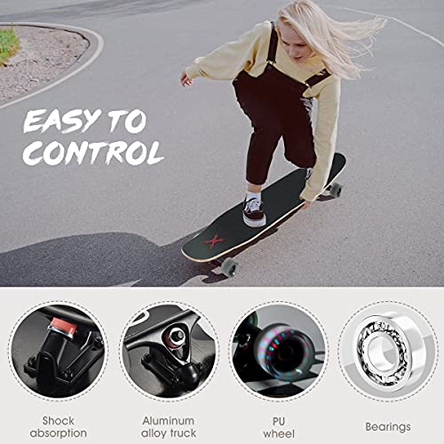 Longboard dancing cruiser débutant 117x23 cm avec roues LED - 4