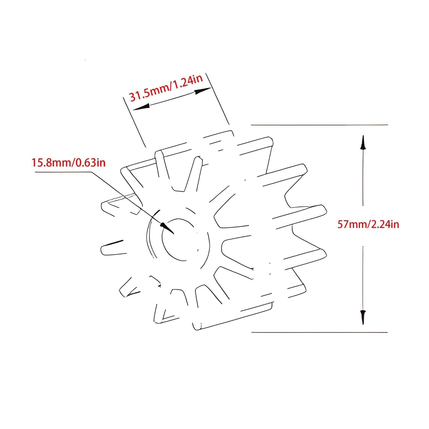 PADGZQGRZ 4568-0001 Water Pump Impeller 4568-0003 for J*bsco 4568-0001-P Marine Engine 4568-0001P Replace for J*hnson 09-801B CEF 500108 Replacement Parts