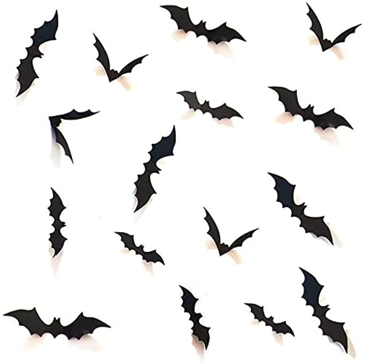 DIY Halloween Party Supplies PVC 3D Decorative Scary Bats Wall Decal Wall Sticker, Halloween Eve Decor Home Window Decoration Set, 28pcs, Black