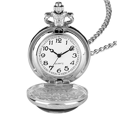LIANXIAO - Fine Chain Black Pocket Watch for Men, Money Cat Exquisite Pattern Quartz Pocket Watch fo