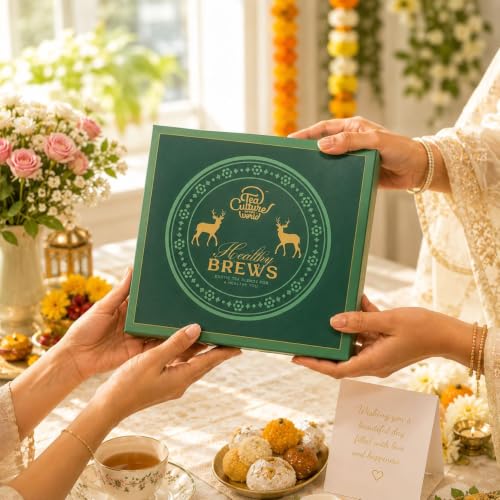 Image of Tea Culture of the World Healthy Brews Gift Box - Exotic Green Tea Selection | Tulsi, Kahwa, Moroccan Mint & Delightful Green Tea | Premium Festive Gifting Range - 4 * 25g