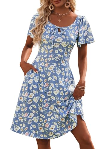 VETIOR Womens Spring Dresses Tropical Cute Junior Aline Milkmaid Dress