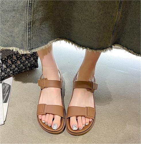 Women's Flat Sandals Adjustable Strap Low Flat Sandals Open Toe Slip On Shoes For Summer Outdoor Walking Casual Beach4