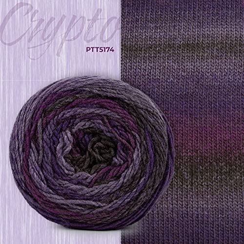 Image of Ganga Acrowools Crypto -100% Acrylic Yarn, Hand Knitting and Crochet Yarn, Pack of 2 Balls - 100Gm Each. Shade No - Ptt5174, Purple