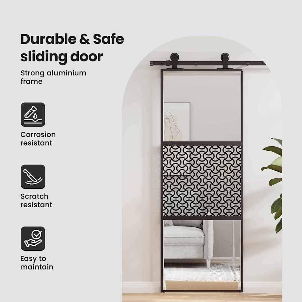 vidaXL Puerta de Vidrio 90 x 2 x 205 cm Aluminio Negro