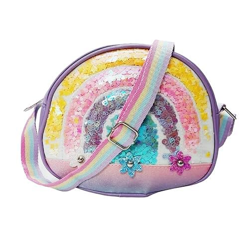 Holographic Rainbow Crossbody Bag for Girls – Sequin Bow Purse for Girls, Cute Shoulder Bag, Coin Purse, Kids Handbag & Sling Tote Wallet, Flash Messenger Bag for Toddlers & Children-image-20
