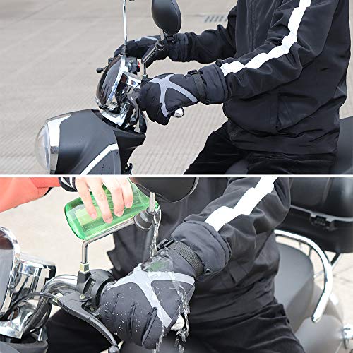 KKmoon 1 par de luvas de motociclismo, luvas térmicas à prova d'água, à prova de vento, prata