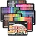 Shuttle Art Conjunto de 180 lápis de colorir para adultos, com 4 apontadores, lápis de cor profissional para artistas, crianças, adultos, esboçando e desenhando