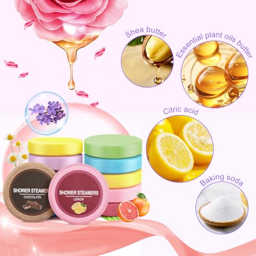 Alaoo Bombas de Ducha para Aromaterapia,12 Pcs Juego de Bolas de Baño, Bombas de Ducha Aromas Relajantes con Aceites Esenciales, Kit de Regalo de para Mujeres y Hombres,D - imagen 4