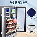 Kalamera Wine and Beverage Refrigerator, 24 inch Wine Fridge Dual Zone Hold 21 Bottles and 77 Cans,Built in or Under Counter Wine Fridge with Blue LED Light - Image 5