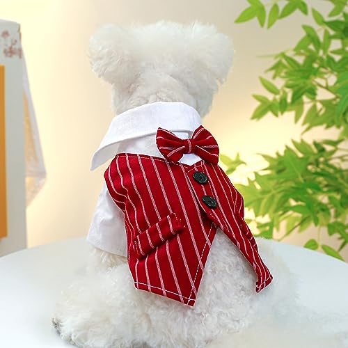 Camisa de Boda para Perro HDKUW Tuxedo Formal M Borgoña miniatura 5