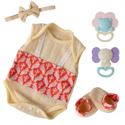 Reborn Baby Dolls Clothes Girl Yellow Baby Clothes 17-22 Inches Newborn Outfit and Accessories for Girls