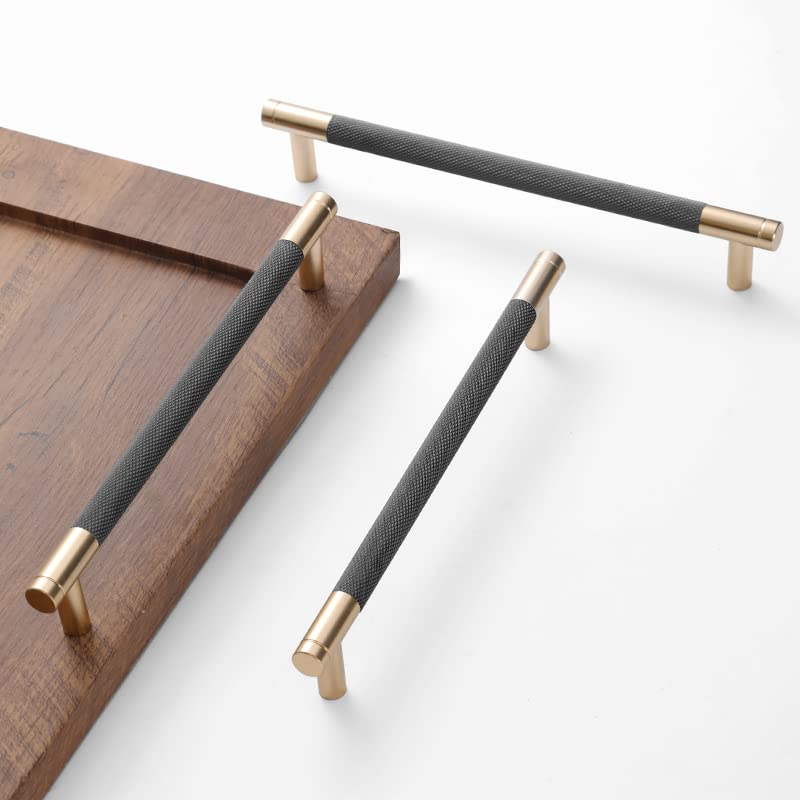 24-pack knurled bar cabinet pulls, gold and grey