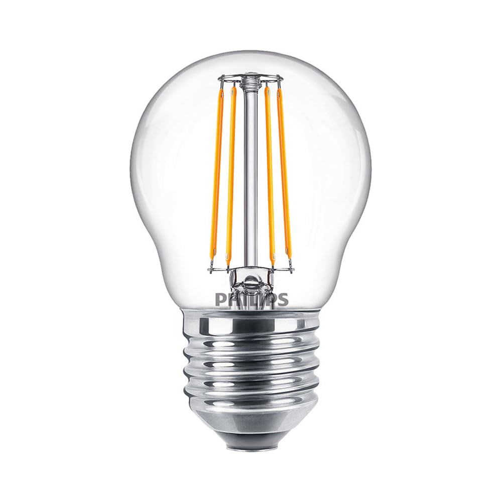 Philips Master Value LEDLuster D 3.4W (40W Equivalent) E27 P45 Clear 927 | Warm White 2700K | CRI 90+ | 470lm | Dimmable Filament Golf Ball Bulb | Energy Saving Decorative LED | Clear Glass Finish