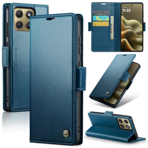 Étui portefeuille Motorola Moto Edge 2026 bleu HAII avec fentes cartes