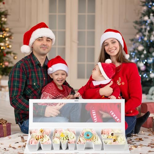 Dunzoom 8 Pack Xmas Letter Boxes for Christmas Gift Wrapping Xmas Letter Shaped Empty Flower Gift Box Fillable Christmas Party Favors Candy Presents Packaging (White,Clear Lid) by Dunzoom - Image 5