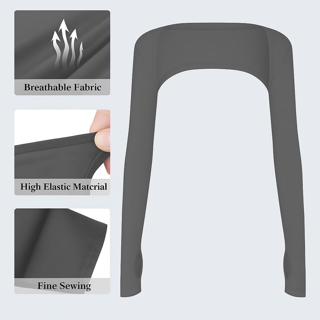 Armstulpen Damen, UV-Schutz Bolero, Kühlende Arm Sleeve, Kurze Sonnenschutzoberteile, Kühlschal Armmanschettes, Kühlschal Armmanschetten mit Fingerlöchern, Fingerlose Handschuhe Ärmel (Grau)