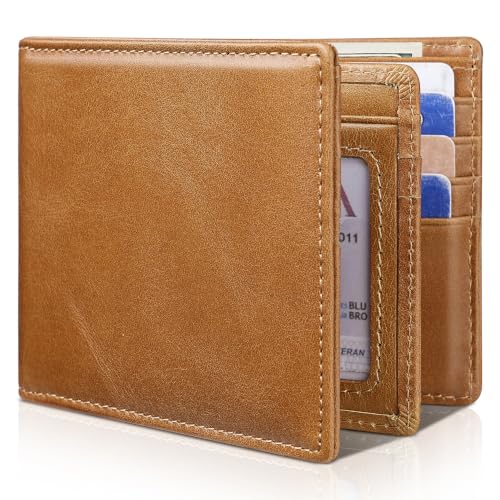 Image of Artpaxy Mens Wallet Bifold Genuine Leather RFID Blocking Wallet for Men with 1 ID Window 15 Card Holders 2 cash pockets 1 Gift Box