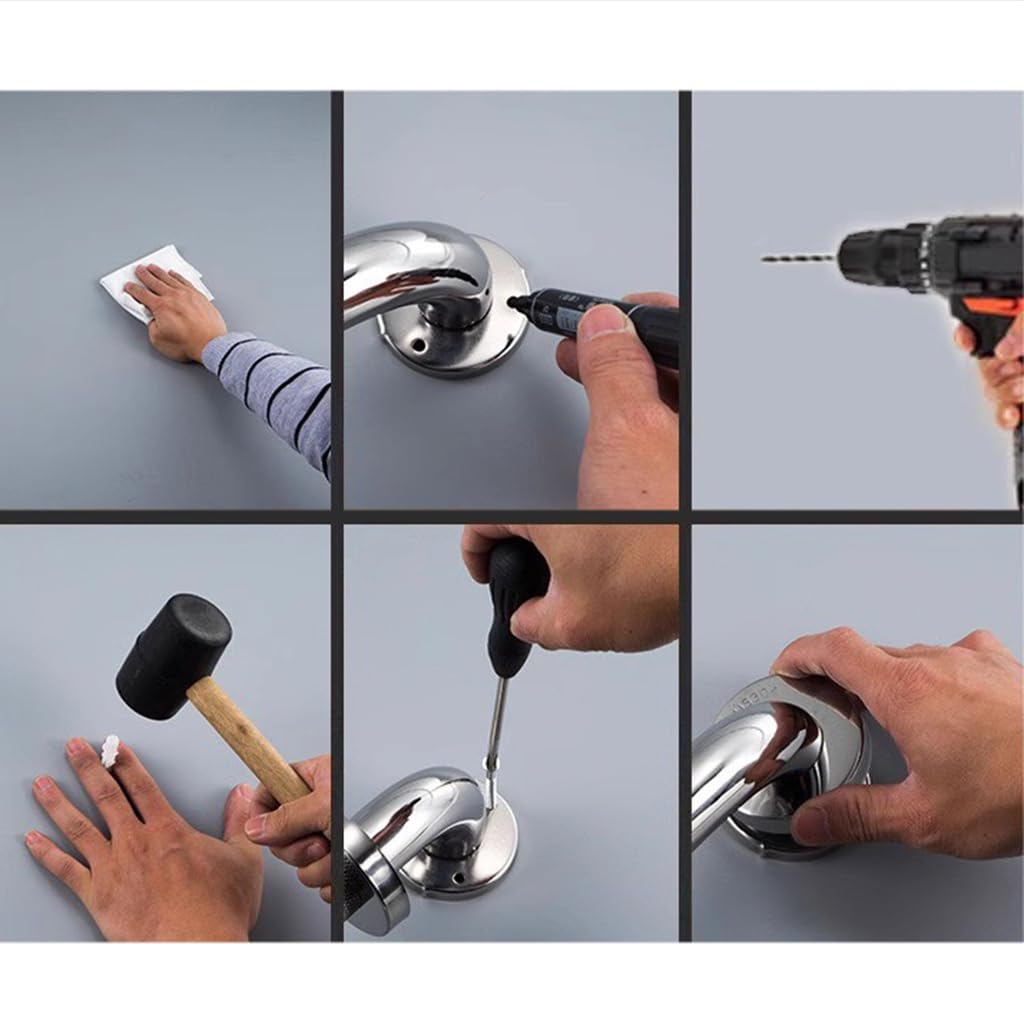 Maniglioni Antiscivolo In Acciaio Inox For Doccia, Corrimano Di Sicurezza For Bagno Ad Alta Resistenza, Maniglia For Disabili Montata A Parete, For Anziani E Anziani Che Soffrono Infortuni(50cm)