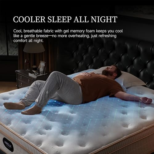 14 Inch Queen Hybrid Mattress, Cooling Gel Memory Foam & Zoned Pocket Coils, Pressure Relief, Motion Isolation, Breathable Bed in a Box, CertiPUR-US Certified