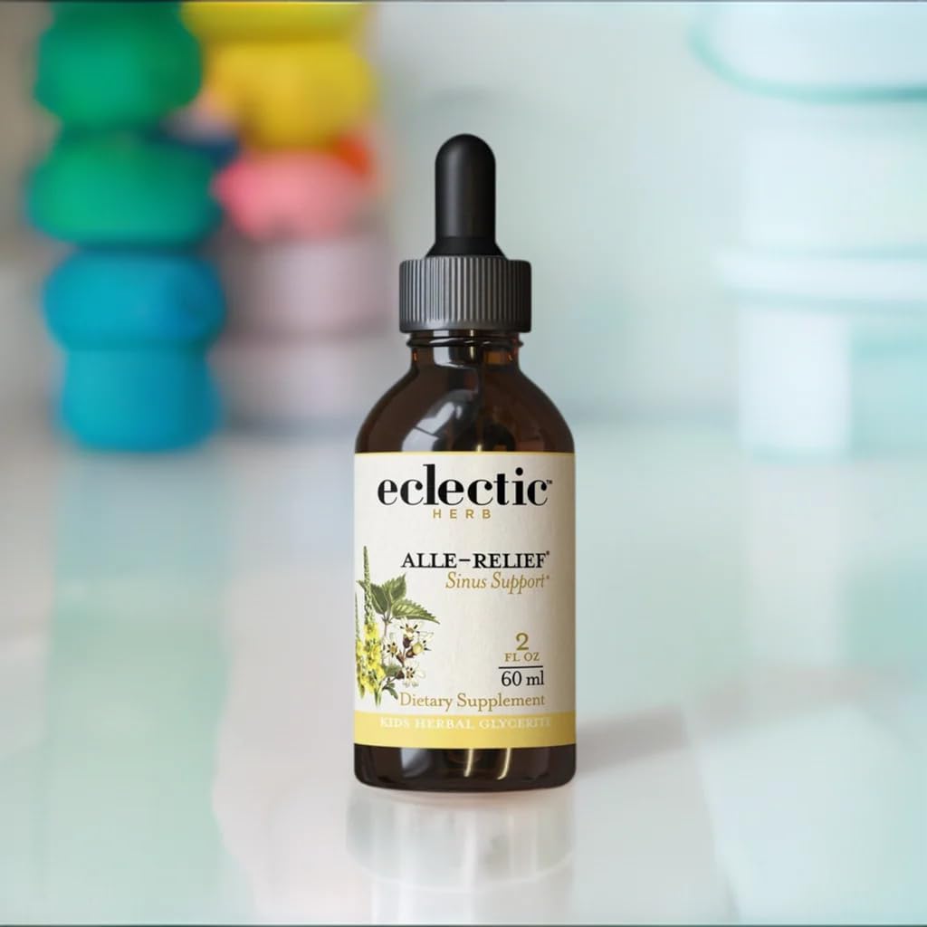 Eclectic Herb - Alle-Relief Kids | Liquid Herbal Supplement | Liquid Drops | Seasonal Sinus, Immune & Respiratory Support | Vegan, Non-GMO, Gluten Free, Alcohol-Free (2 fl oz | 60 ml)