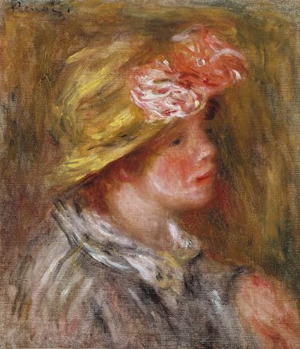 Affiche artistique Renoir Jeune femme au chapeau fleuri salon 60x90