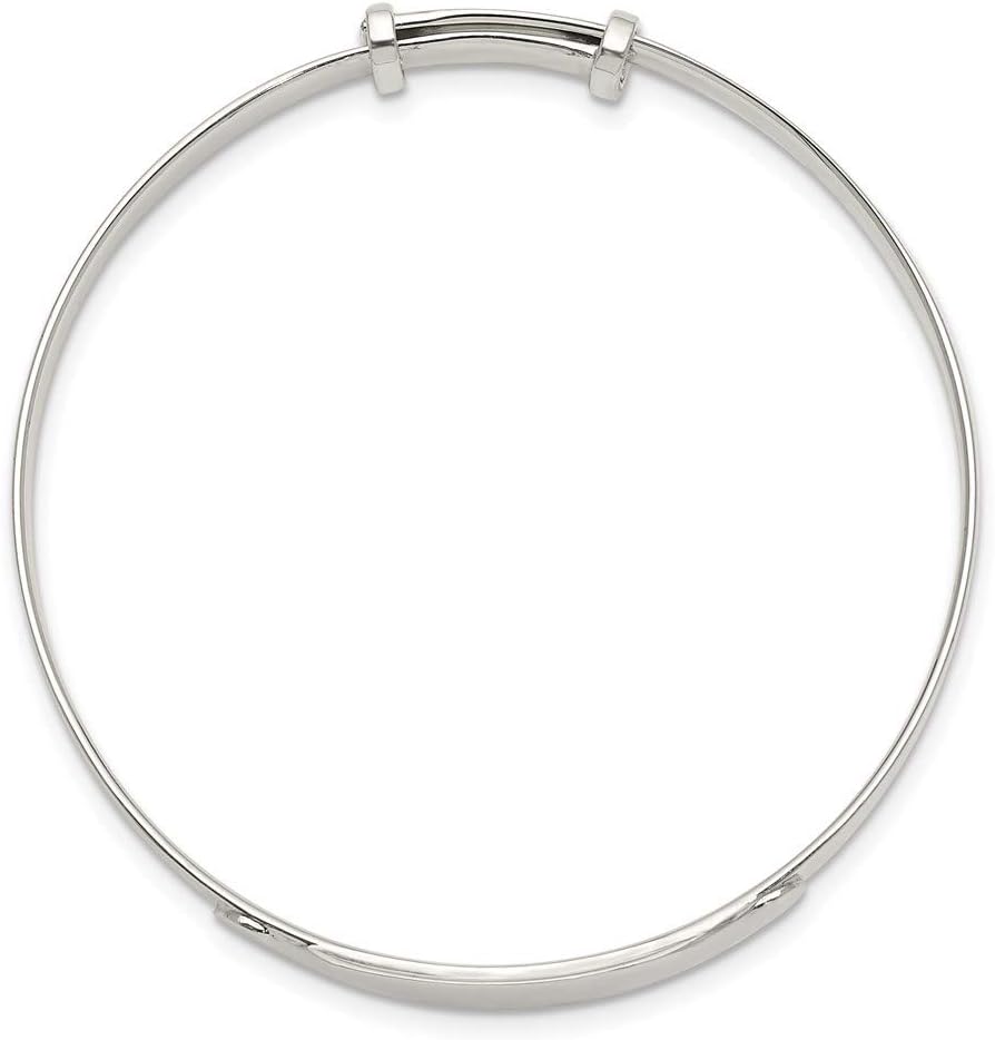 Solid 925 Sterling Silver ID Adjustable Baby Bangle Cuff Bracelet