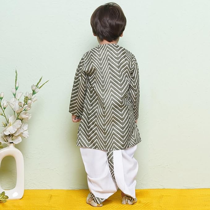 Image of AJ DEZINES Kids Ethnic Wear Pure Cotton Dhoti Kurta Set For Boys