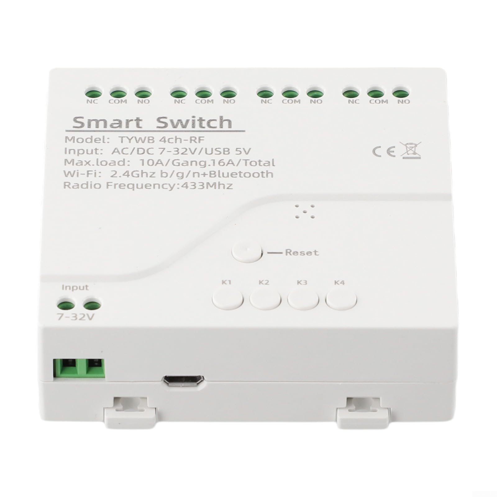 Smart 4CH WiFi RF Relais Modulschalter für Tuya Smart LIFEs, DC 5–32 V AC 85–250 V, Inching selbstsichernde Steuerung, kompatibel mit Google Home Voice (4 CH DC 5–32 V mit Gehäuse)