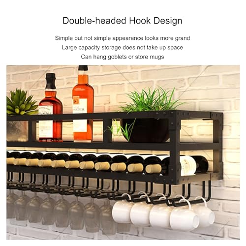 Étagère à vin rustique et armoire à liqueur murale LED - 8