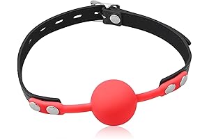 Romi Red Leather Mouth Ball Gag Harness with Lock for Adult Couples