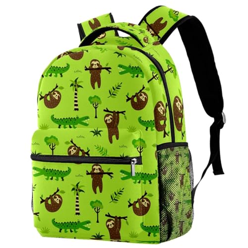 Sac à dos d'école mixte paresseux et crocodile 29x20x40cm