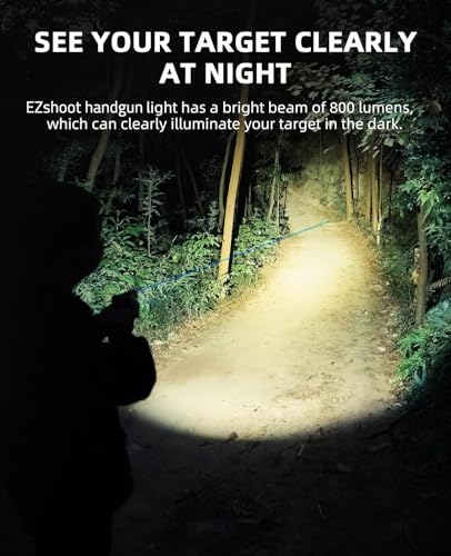 Image of EZshoot 800 Lumens Pistol Light Laser Combo Rechargeable, Pistol Flashlight with Slidable Rail Compatible with GL and Picatinny Rail, Gun Light with Blue Laser Beam