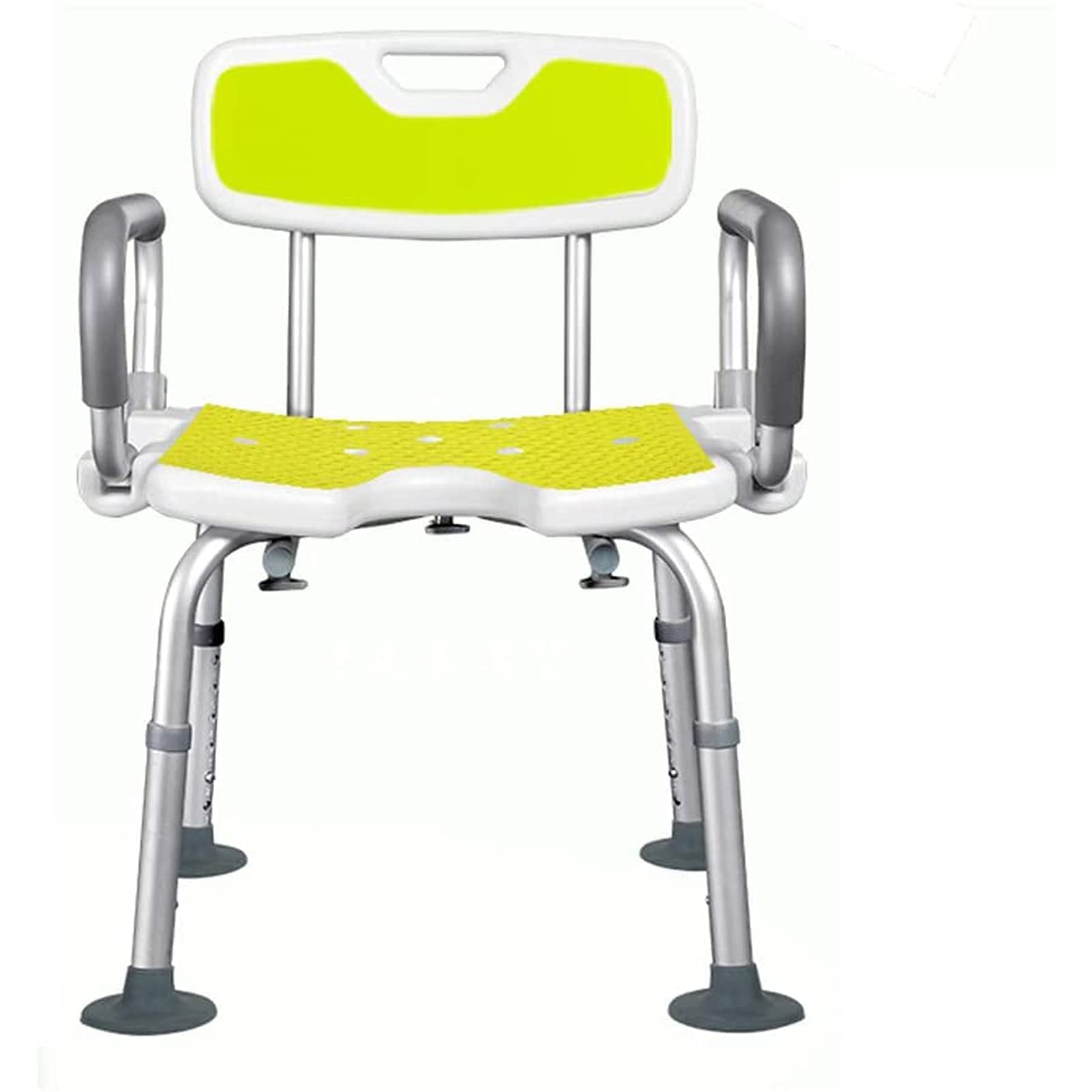 Silla De Ducha para Personas Mayores, Mango De Seguridad, Altura Ajustable con Respaldo En Forma De U, Ayuda Giratoria, Asiento De Baño Portátil, Peso De Carga 150 Kg, As(Blanco-41 * 28Cm)