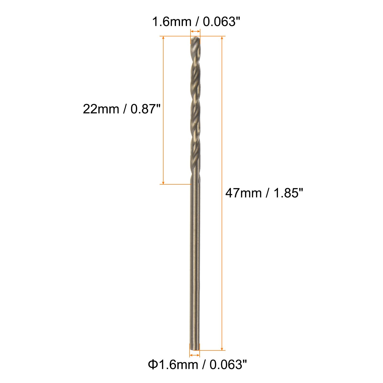 QUARKZMAN 10pz Punte da Trapano Jobber Cobalto 1,6mm / 0,063" Acciaio ad Alta Velocità HSS M35 Utensile Punta Elicoidale per Acciaio Inossidabile Rame Legno Plastica e Altri Materiali Duri